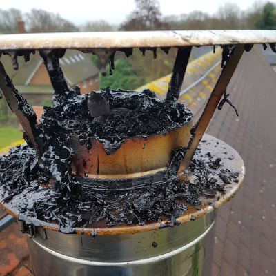 Cowl blocked with creosote tar from property in Shillington